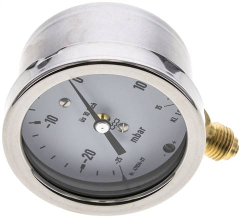 Manometer senkrecht 63mm, -25 bis 15 mbar, G 1/4"