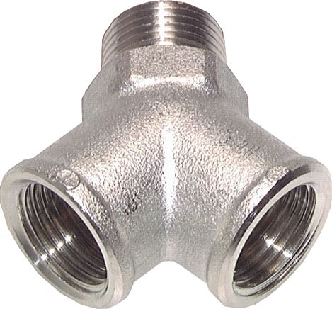 Y-Einschraubstück R 1/2" (AG)- 2 x G 1/2" (IG), Messing vernickelt