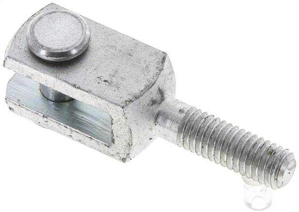 Gabelkopf, mit Bolzen, Außengewinde M 6, Stahl verzinkt