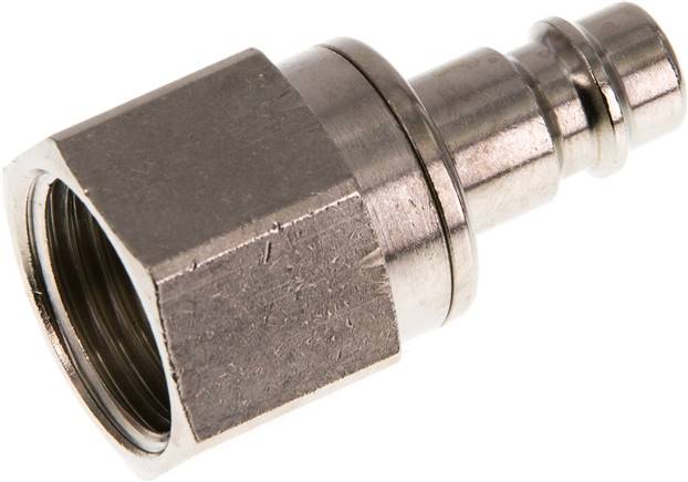 Kupplungsstecker (NW7,2) G 1/2"(IG), Messing vernickelt, beidseitig absperrend