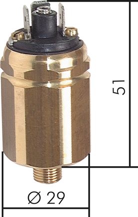 Vakuumschalter, Messing -0,98 bis -0,2 bar (Wechsler), G 1/8"