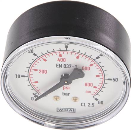 Manometer waagerecht (KU/Ms), 63mm, 0 - 60 bar, G 1/4"