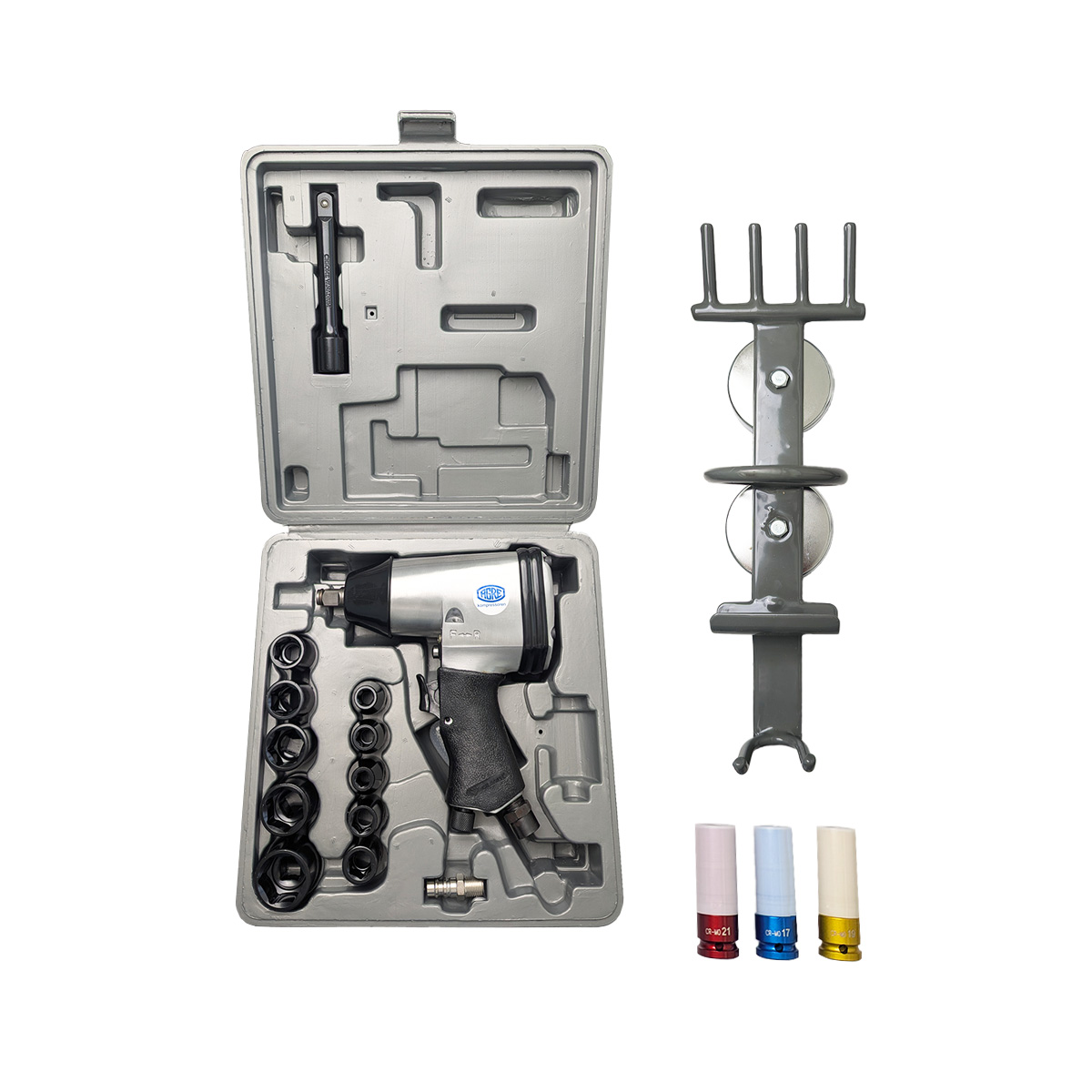 AKTION Schlagschrauber-Set Hobby 1/2“ mit Nussensatz 10-teilig und Magnet-Wandhalter