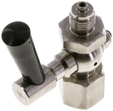 Manometer-Absperrhahn G 1/4" Muffe - Zapfen, 1.4571, ohne Prüfanschluss