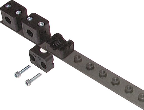 Reihenanschweißplatte für 10 Rohrschellen Baugröße 0, leichte Baureihe