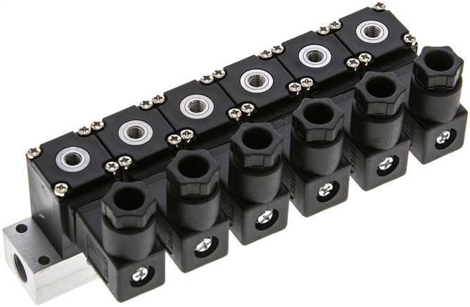 3/2-Wege Magnetventil, M 5, geschlossen (NC), 6-fach 24V=