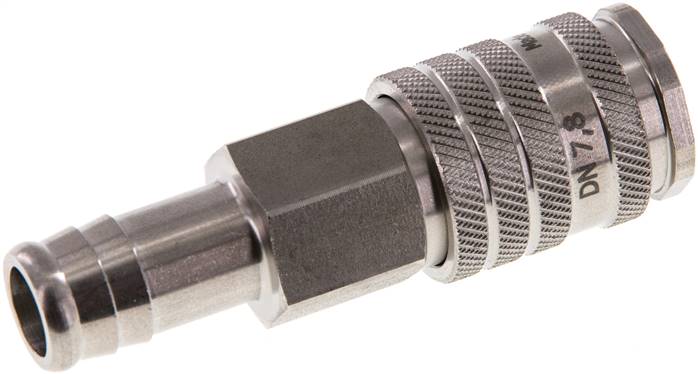 Schnellkupplung (NW7,2) 13 (1/2")mm Schlauch, Edelstahl, mit Kugelverriegelung