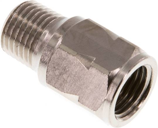 Mini-Rückschlagventil R/Rp 1/4" (AG/IG), Messing vernickelt