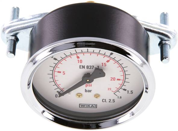 Einbaumanometer, 3-kant-Frontring, 63mm, 0 - 1,6 bar