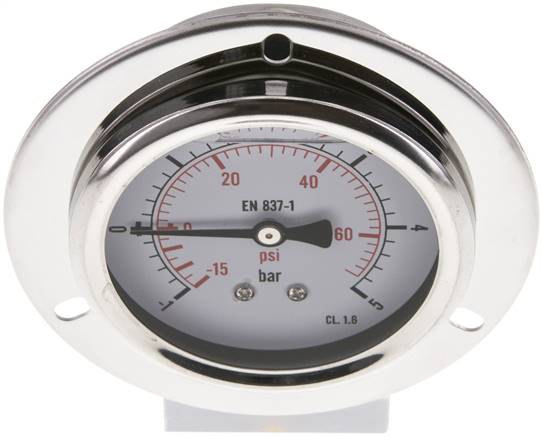 Glycerin-Einbaumanometer,Frontring, 63mm, -1 bis 5 bar -Eco-Line