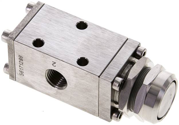 3/2-Wege (NC/NO)-Drucktastenventil G 1/4", Federrückstellung