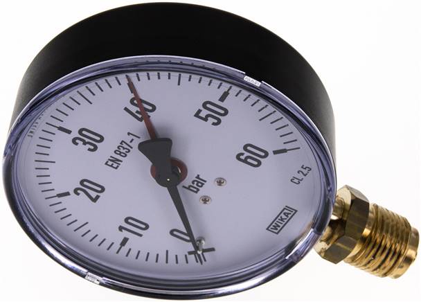Manometer senkrecht, 100mm, 0 - 60 bar