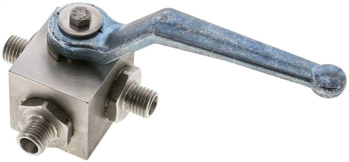 ES-Hochdruck-3-Wege Kugelhahn, T-Bohrung, 6 L (M12x1,5), 0 bis 315bar
