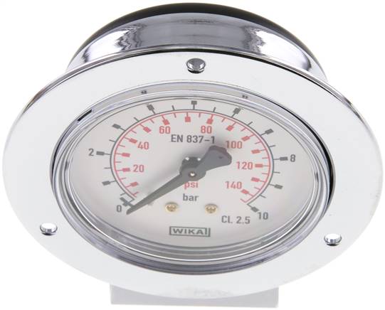 Einbaumanometer (CrNi/Ms), Frontring, 63mm, 0 - 10 bar