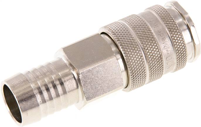 Schnellkupplung (NW10) 19 (3/4")mm Schlauch, Messing vernickelt, für Stecker beidseitig absperrend