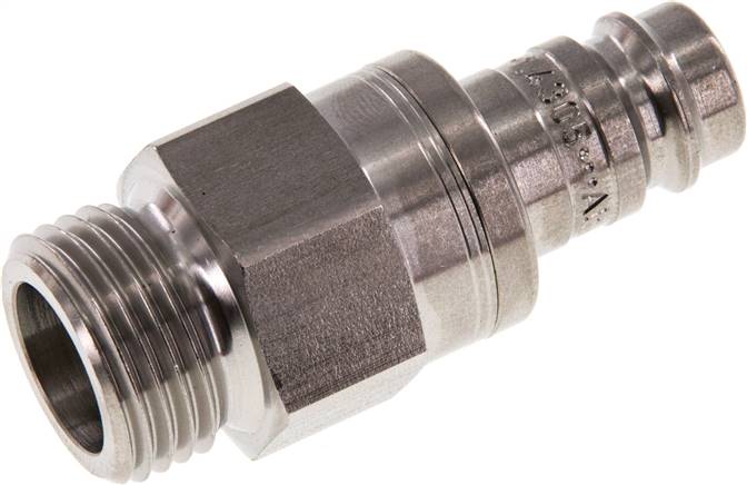 Kupplungsstecker (NW10) G 1/2"(AG), Edelstahl, beidseitig absperrend