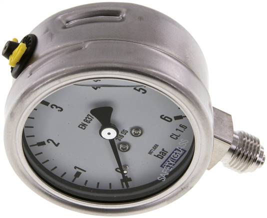 Chemie-Glycerin-Manometer senkrecht, 63mm, 0 - 6 bar