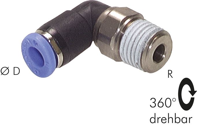 Winkel-Drehverschraubung R 3/8"-8mm, IQS-Standard