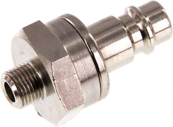 Kupplungsstecker (NW7,2) G 1/8"(AG), Messing vernickelt, beidseitig absperrend