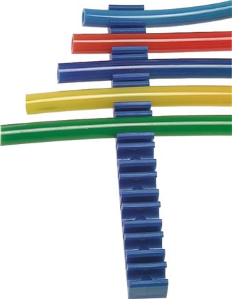 Schlauchklemmleiste, blau 6-fach für 11,6mm Schlauch