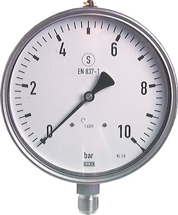 Sicherheits-Manometer senkrecht, 160mm, 0 - 40 bar