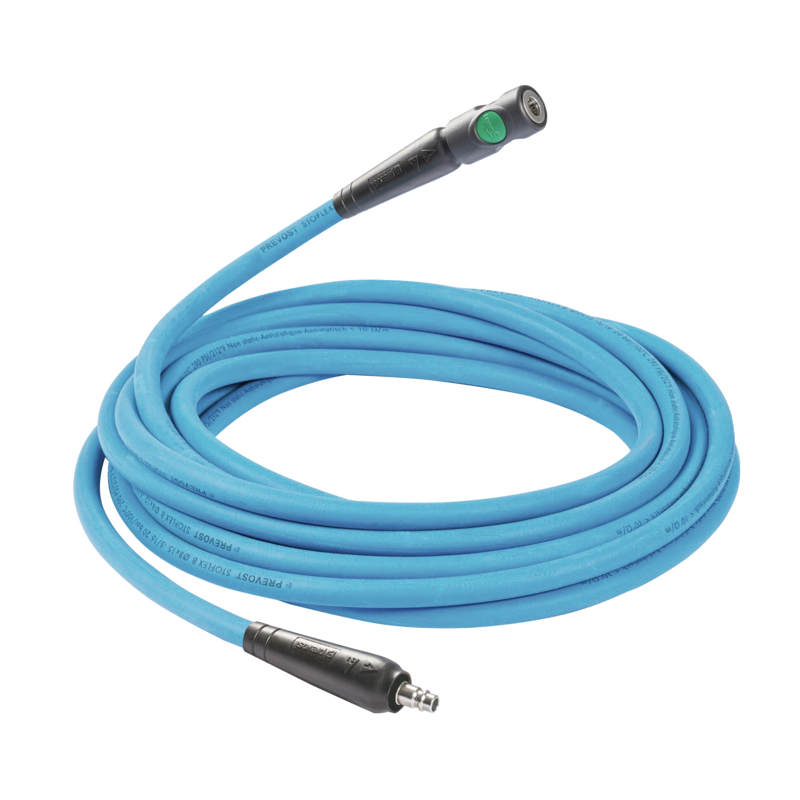 Prevost Antistatische Gummi Schlauchverlängerung STOFLEX und Sicherheitsschnellkupplung ESI 07 prevoS1, 10 m, Ø Innen./Außen 9 x 16 mm