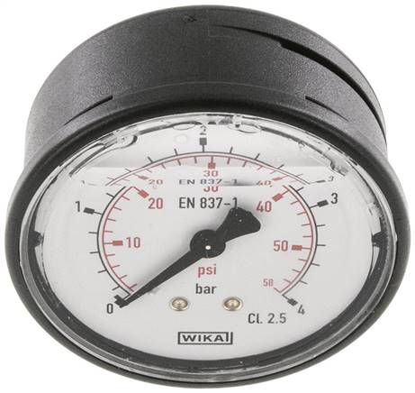 Glycerin-Manometer waagerecht (KU/Ms), 63mm, 0 - 4 bar