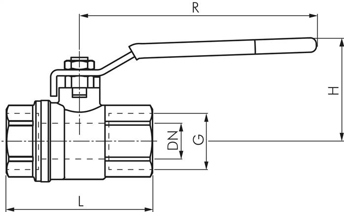 Messing-Kugelhahn, abschließbar, Rp 1-1/2", -0,98 bis 40 bar