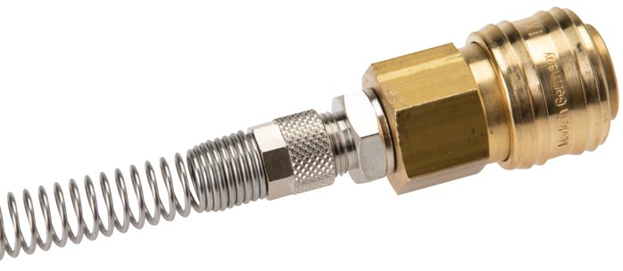 Schnellkupplung (NW7,2) 8x6mm Schlauch m. Knickschutz, Messing vernickelt