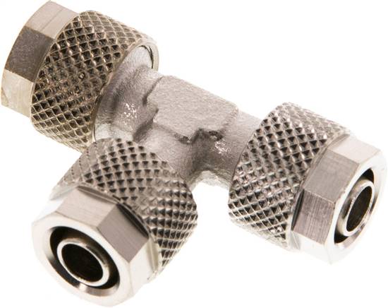 T-Verschraubung 8x6 / 8x6mm, Messing vernickelt