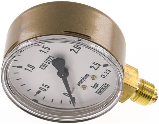 Schweißtechnik-Manometer 63mm, 0 - 2,5 bar, Acetylen (C2H2)