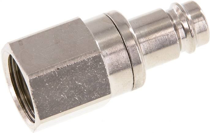 Kupplungsstecker (NW10) G 1/2"(IG), Messing vernickelt, beidseitig absperrend