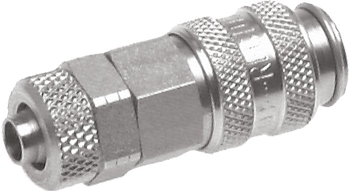 Schnellkupplung (NW5) 6x4mm Schlauch, 1.4404, für Stecker beidseitig absperrend