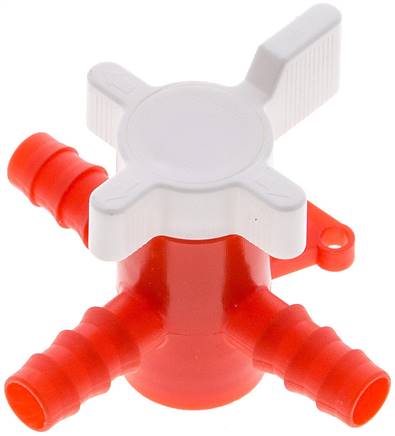 3-Wege Labor-Schlauchhahn (PE/PP), 10 mm, T-Bohrung