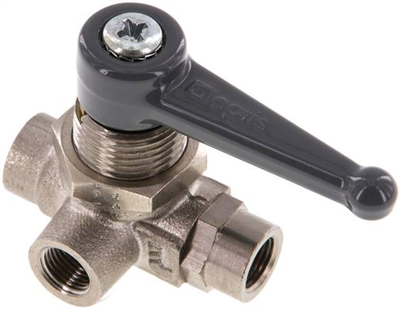 3-Wege Kugelhahn, Messing, L-Bohrung, G 1/8", PN 20