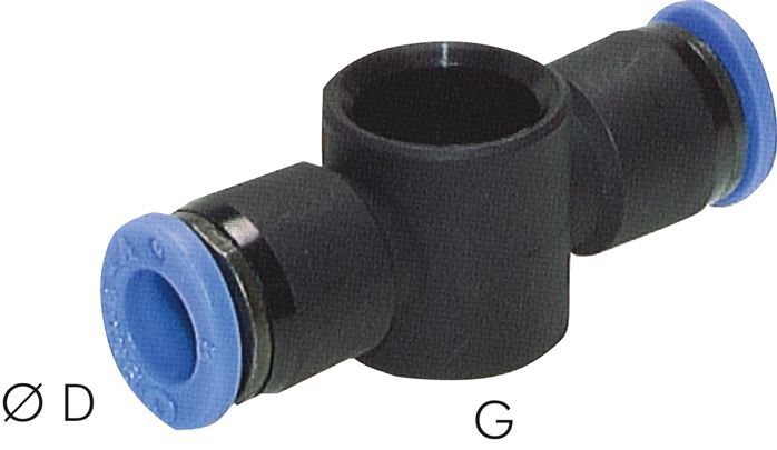 Steckanschluss, T-Ringstück G 1/4"-8mm, IQS-Standard