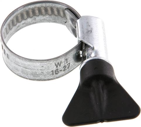 12mm Schlauchschelle 16 - 27mm, Stahl verzinkt (W1) (NORMA) mit Flügelgriff