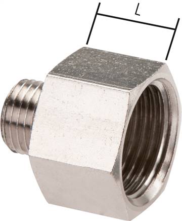 Reduziernippel G 1"(AG)-G 1-1/4"(IG), Messing vernickelt