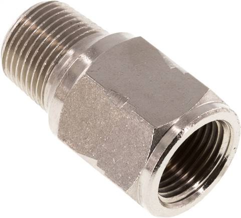 Mini-Rückschlagventil R/Rp 3/8" (AG/IG), Messing vernickelt, Dichtung FKM, ohne Feder