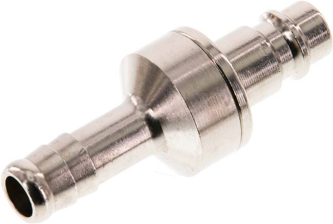 Kupplungsstecker (NW7,2) 9 (3/8")mm Schlauch, Messing vernickelt, beidseitig absperrend