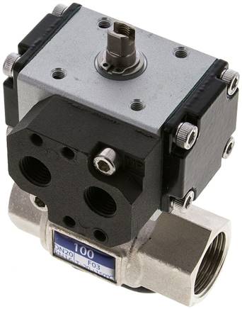 Messing Kugelhahn mit pneumatischem Antrieb, Rp 3/4", doppeltwirkend