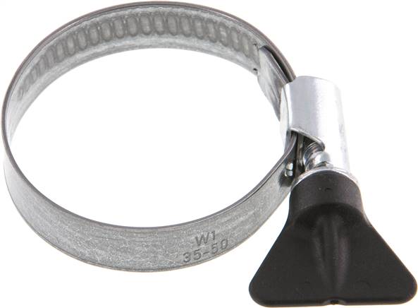12mm Schlauchschelle 35 - 50mm, Stahl verzinkt (W1) (NORMA) mit Flügelgriff