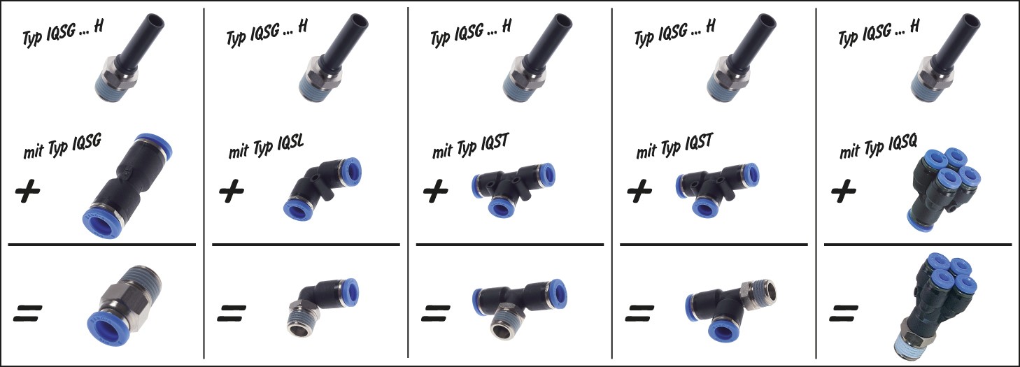Einschraubtülle G 1/2"-10mm Stecknippel, IQS-Standard