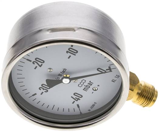 Manometer senkrecht 100mm, -40 bis 0 mbar, G 1/2"