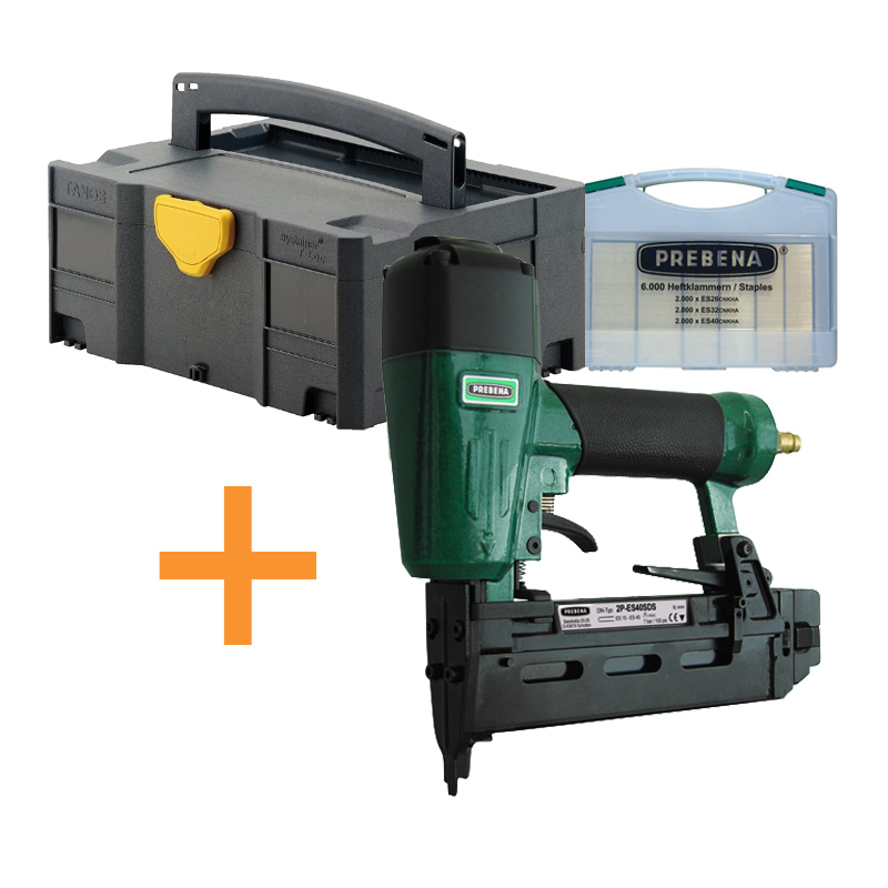 AKTION DF-Spar-Set Prebena Profi-Druckluftnagler 2P-ES40SDS + ES-Box + Systainer