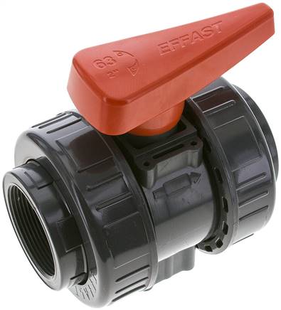 Kugelhahn, PVC-U / FKM, Rp 2" (Industrieausführung)
