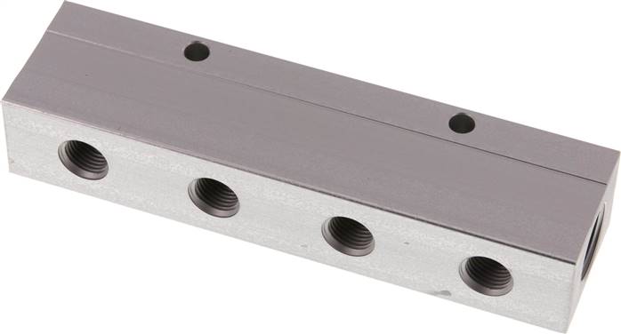Verteilerleiste 2 x G 1/2"-8 x G 1/4", Aluminium eloxiert