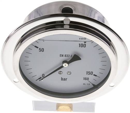 Glycerin-Einbaumanometer,Frontring, 100mm, 0 - 160 bar -Eco-Line