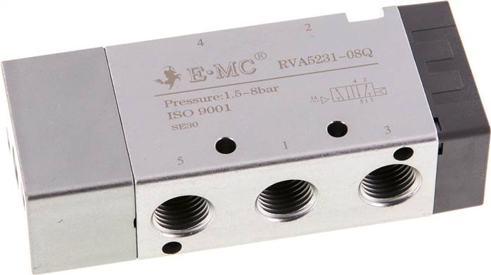 5/2-Wege Pneumatikventil, Federrückstellung, G 1/4" (Pilot G 1/8")