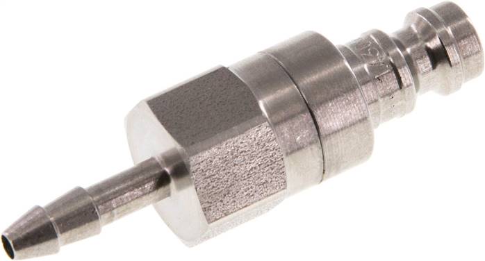 Kupplungsstecker (NW5) 4mm Schlauch, Edelstahl, beidseitig absperrend